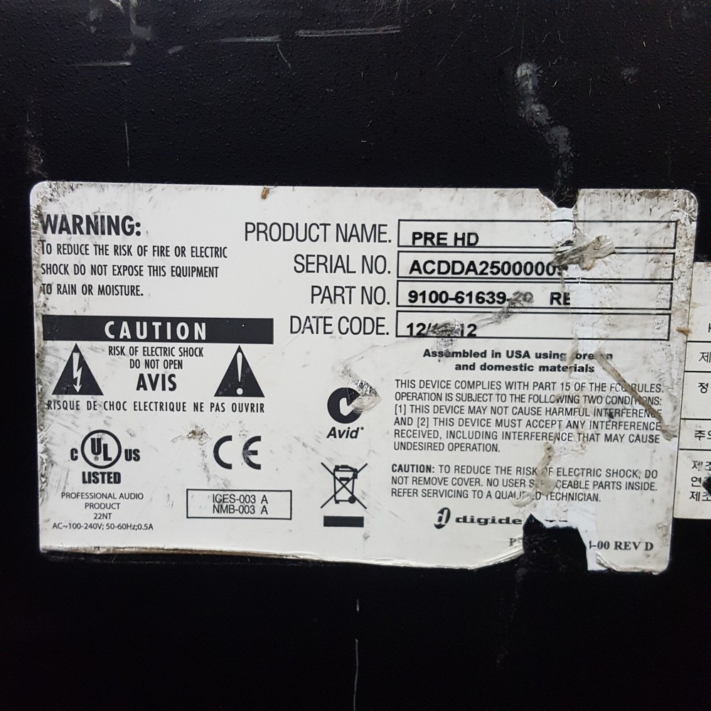 AVID PRE HD 9100-61639-20 PRE Interface w/Power Cord - USED