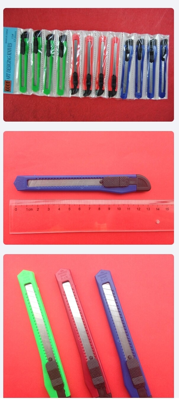 24 pc Utility Knife Box Cutter Retractable Blade Snap Razor Knife Safety Lock 5"