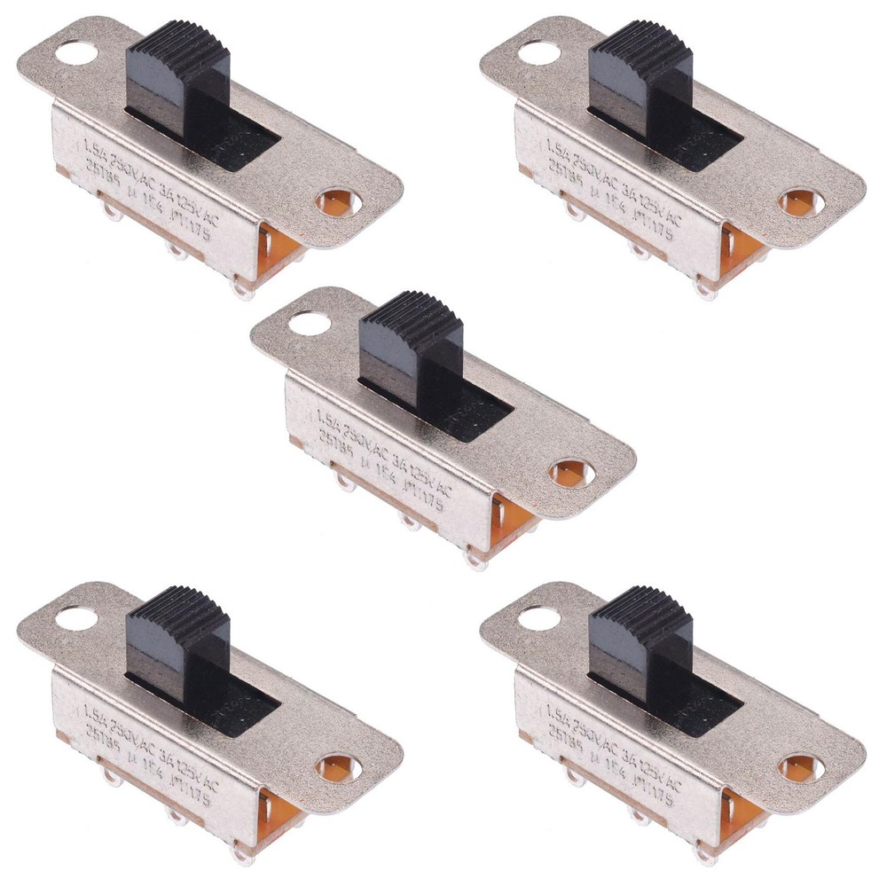 5 x On-On Standard Slide Switch DPDT 1.5A