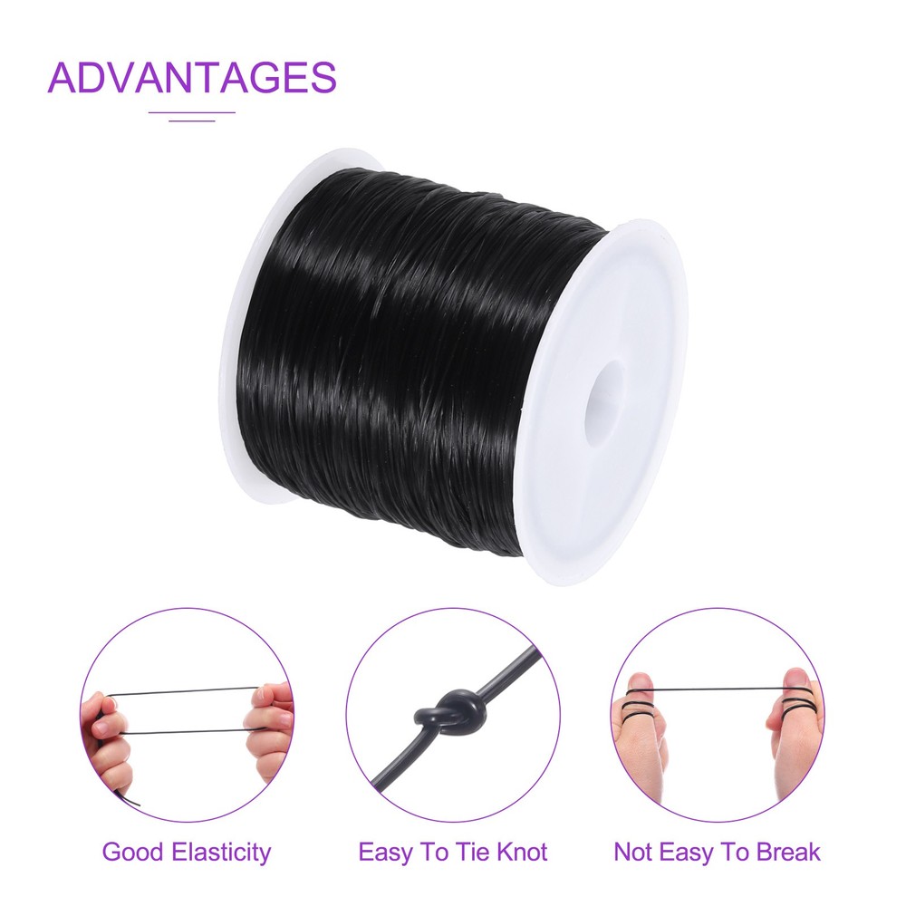 Elastic String for Bracelets,0.4mm Stretch Bead Cord Strings Black,60m