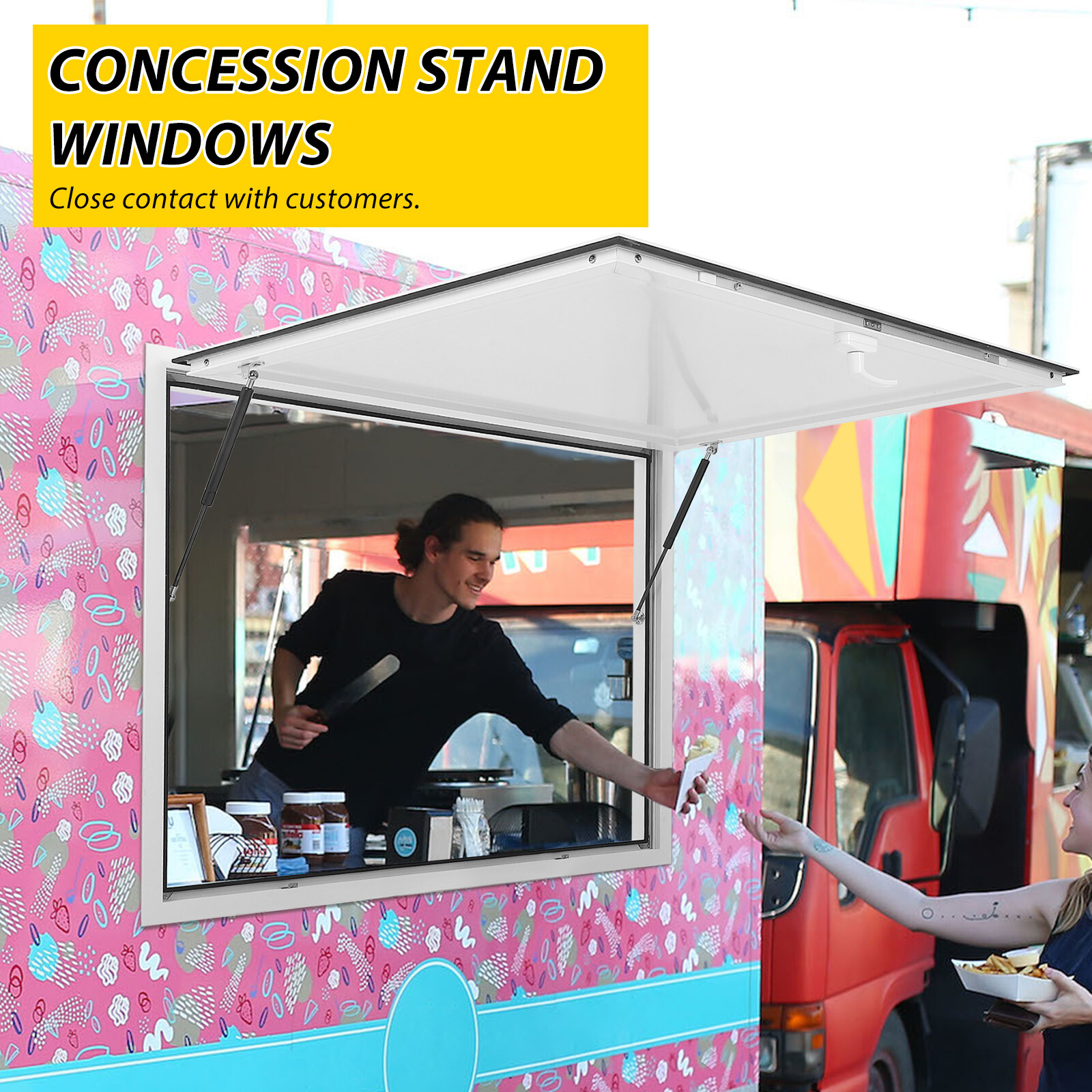 Concession Trailer Serving Window 36" x 36" 60" x 36" Food Truck Service Window