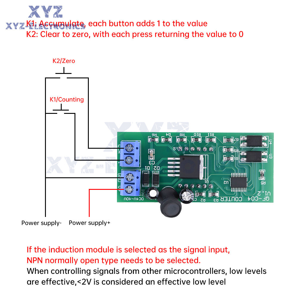DC4-40V Digital Display 4-bit 0-9999 Counter Module with Data Memory Function