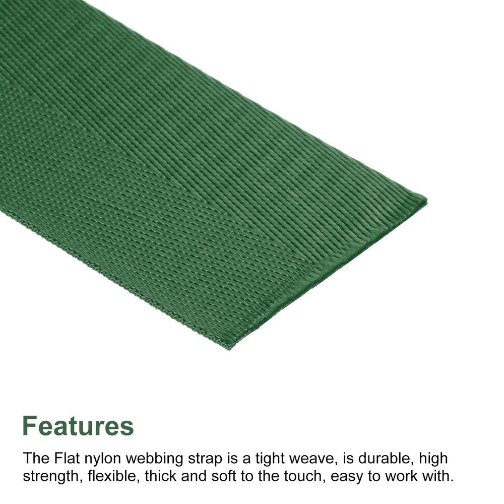 Flat Nylon Webbing Strap 2 Inch 50 Yards Green for Backpack