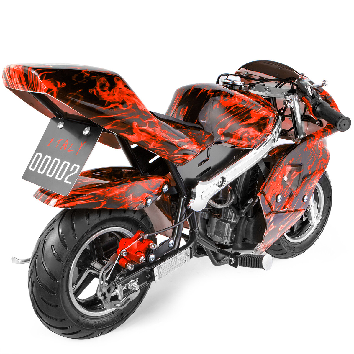 XtremepowerUS Kids Mini Ride On Motorcycle Gas Pocket Bike 4 Stroke 40CC Flame