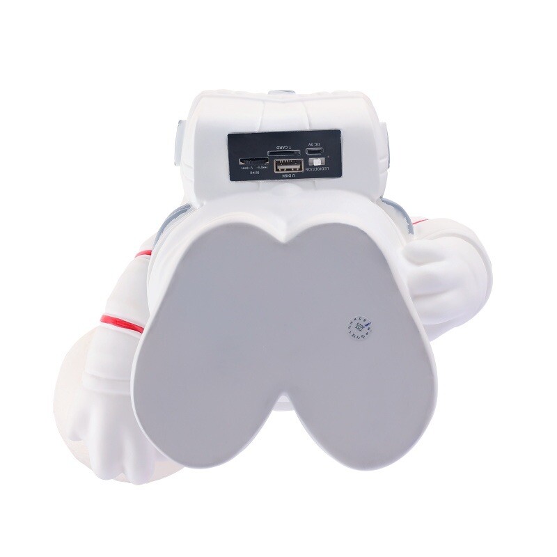 Astronaut Bear Holding Moon White LED Night Light Bluetooth Speaker Portable EUC