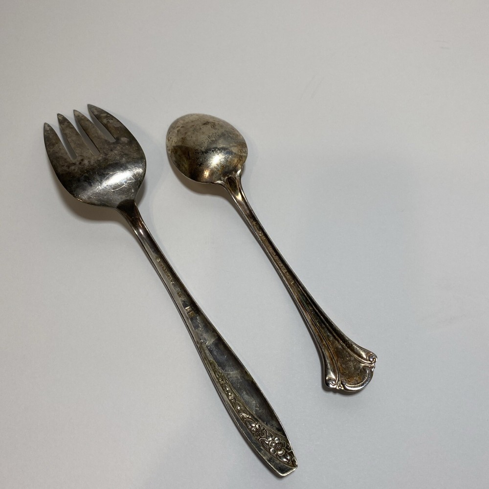 WM Rogers Starlight Pattern Serving Fork & International Silver Serenity Spoon