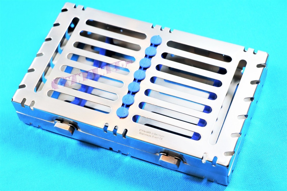 GERMAN GRADE STERILIZATION CASSETTE TRAY RACK BOX FOR 7 INSTRUMENTS AUTOCLAVABLE