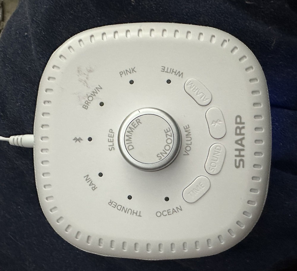 Sharp Alarm Clock Dream Caster Sound Machine White Tested Blue Tooth Speaker