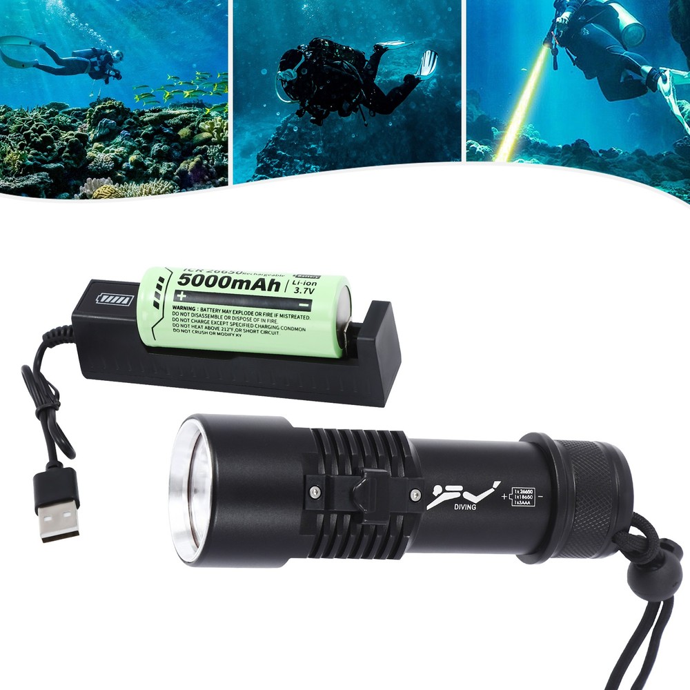 Dive Light, Compact Bright Diving Torch, Submersible Flashlight for divers