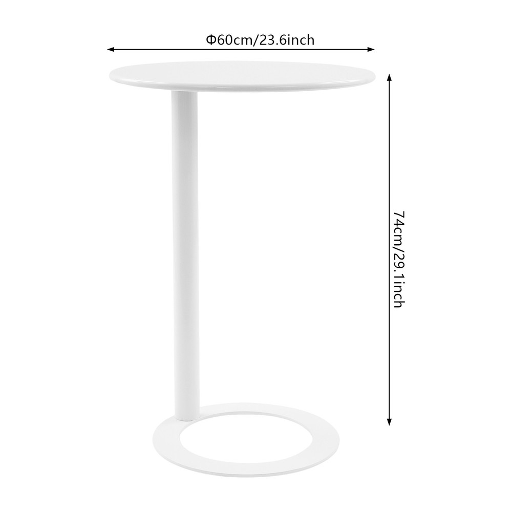 60x74cm Round Side Table with O-shaped Base, Side Table for Small Spaces