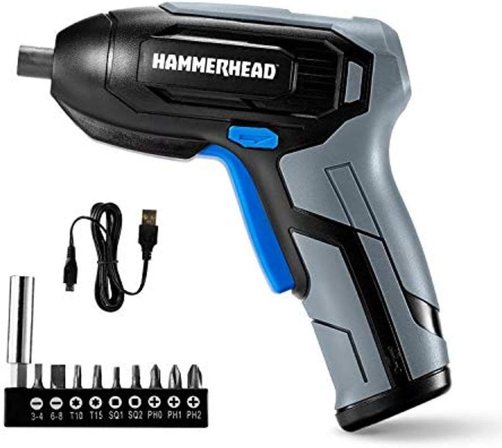 Compact & Lightweight 4V Cordless Screwdriver with Rubber Grip - Versatile Use