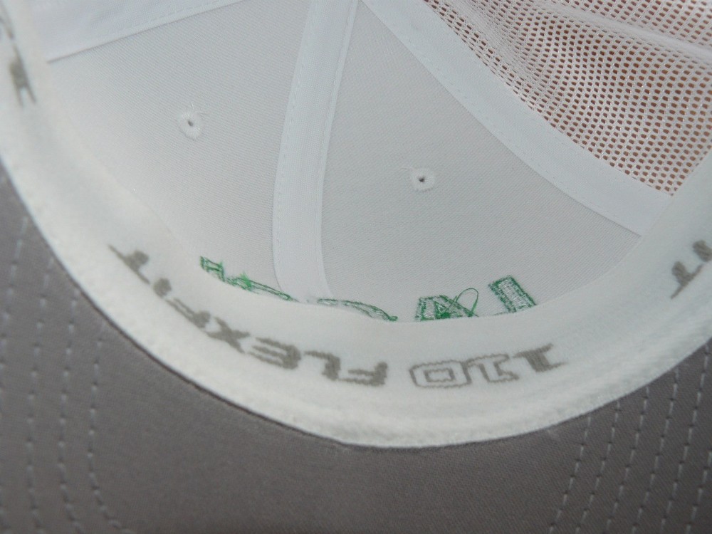 LA GOLF logo Hat, Structured, White/Green, Adjustable, Flexfit Tech 110, NWT