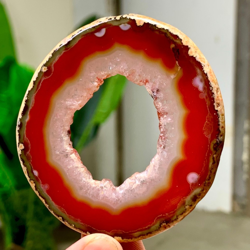 38G Natural Beautiful Agate Geode Druzy Slice Extra Large Gemstone