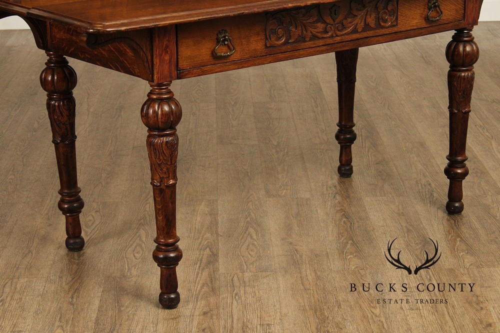 Antique Victorian Carved Oak Server