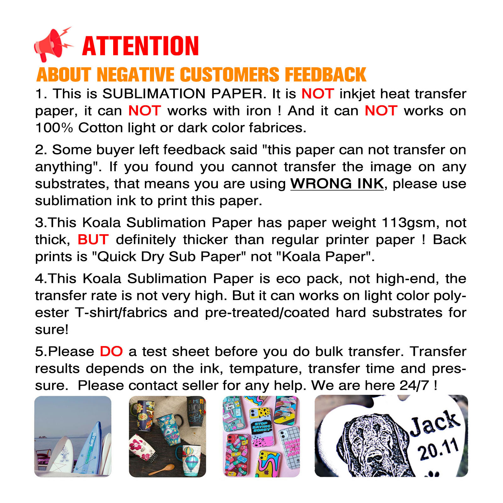 Koala Sublimation Paper 8.5x11 100 PK Sublimation Printer Inkjet Heat Transfer
