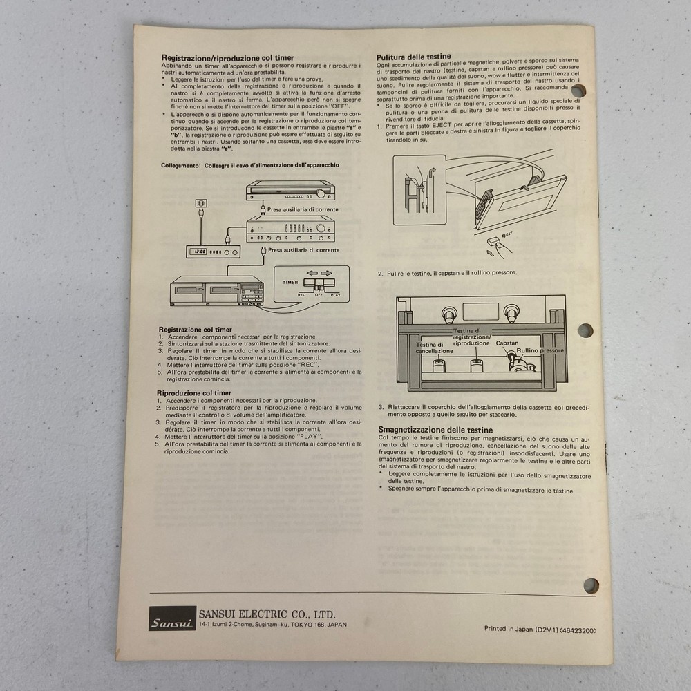 Sansui D-W9 Cassette User Operating Instructions Manual *Original*