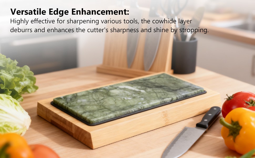 Dual Sided Grit Green Jade Knife Sharpening Stone Bambusoideae Base Angle Guide