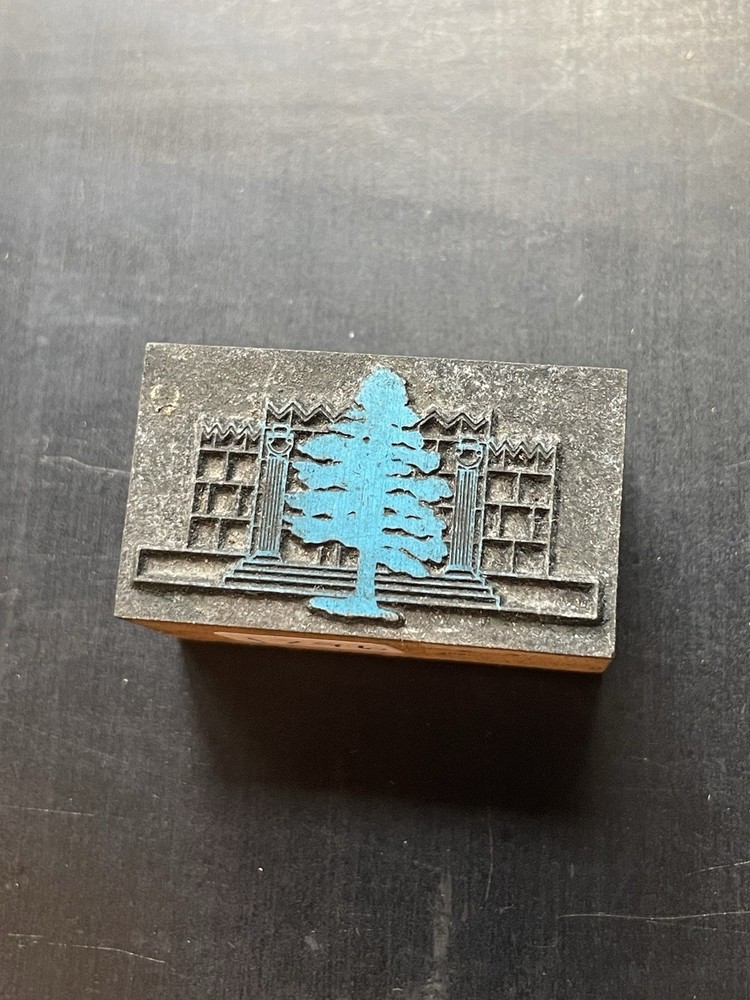 Tree and Pillars Vintage Letterpress Printer's Block
