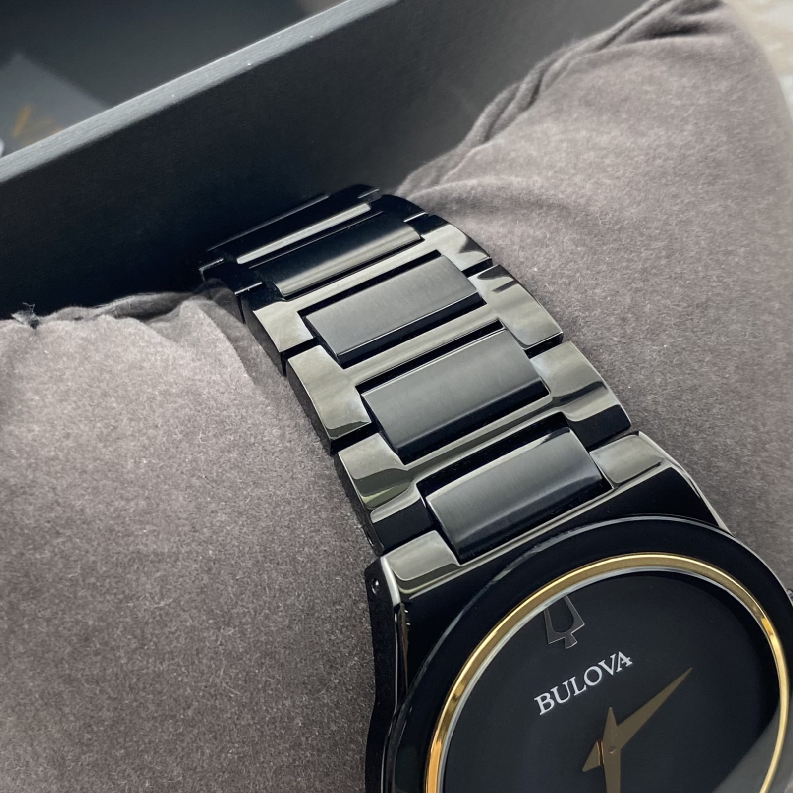 Bulova Millennia 98A313 Men's Quartz Watch 41mm Black Gold Dial Stainless Steel