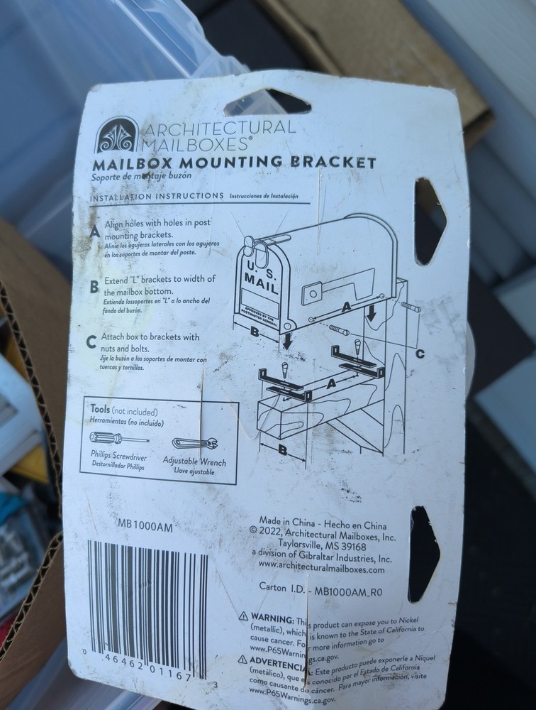 Architectural Mailboxes Mailbox Mounting Bracket MB1000AM