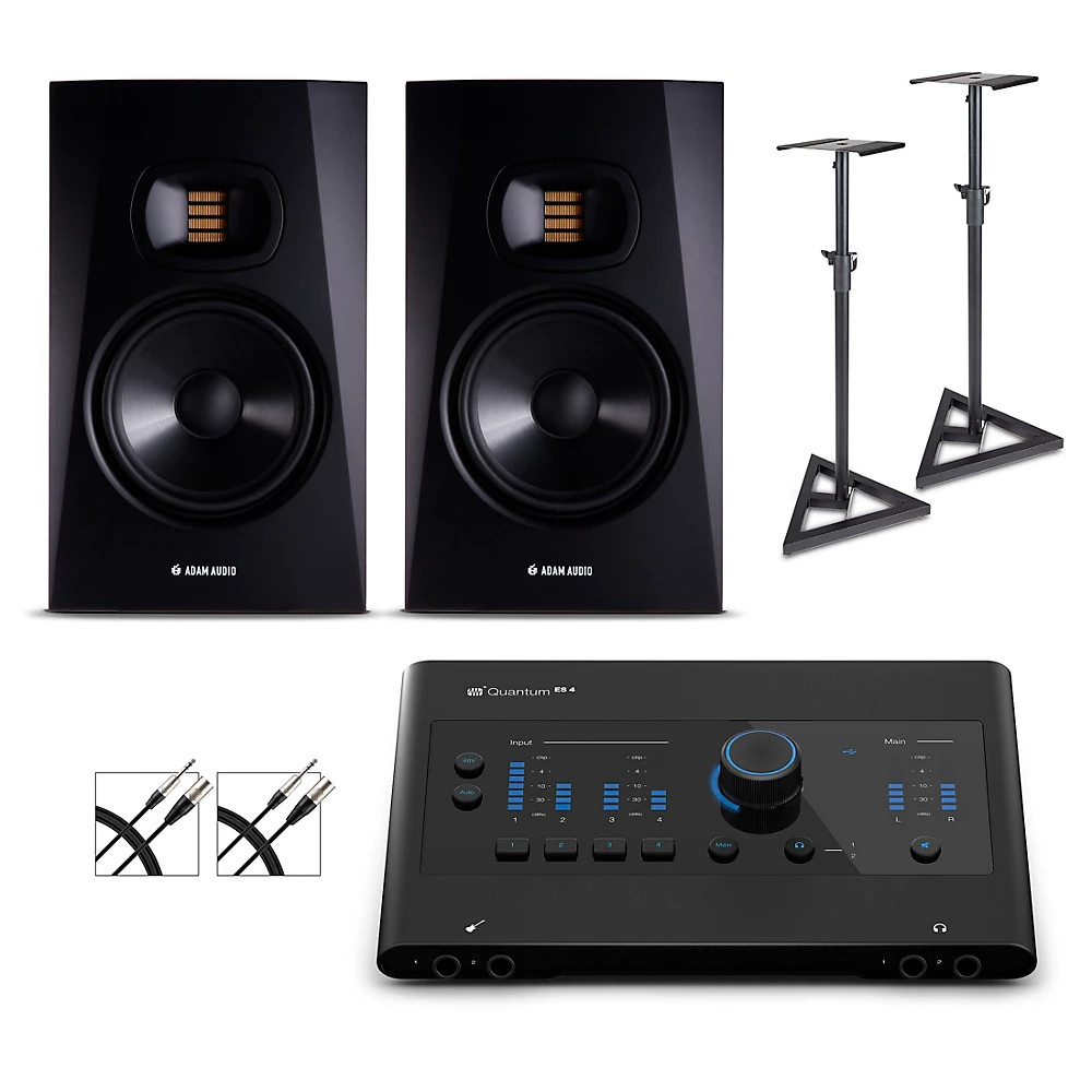 PreSonus Quantum ES4 Interface w/Adam Audio T7 Pair Cables & Stands