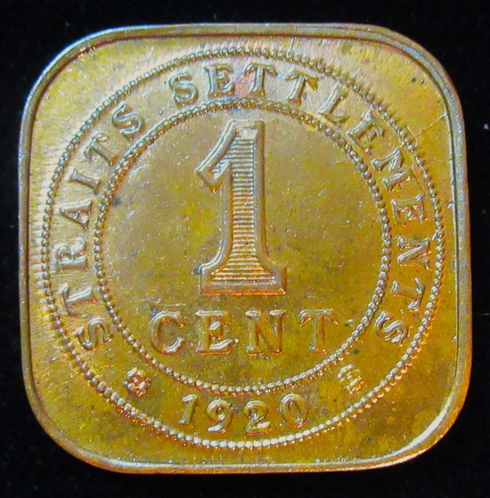 Straits Settlement: 1 Cent 1920 George V Uncirculated Condition