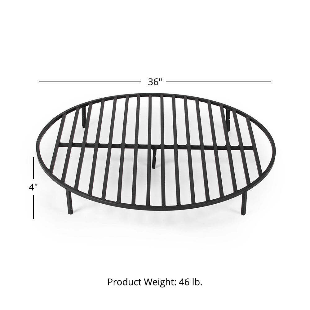 Ash & Ember Round 36" Fire Pit Grate, High Efficiency Elevated Steel Grate
