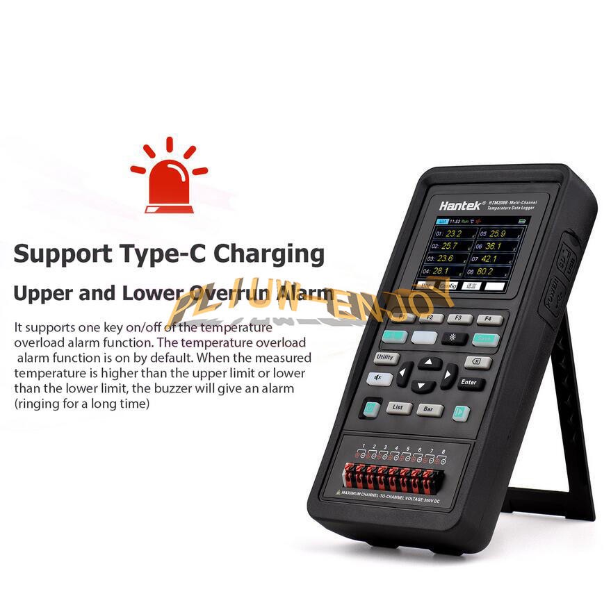 ONE NEW Hantek HTM208B 8-channel Data Logger Rechargeable Handheld tester