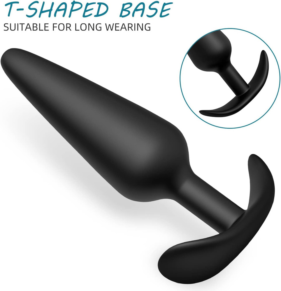 Silicone Anal Plug Pack of 3 Butt Plug Training Set for Beginners Advanced Users