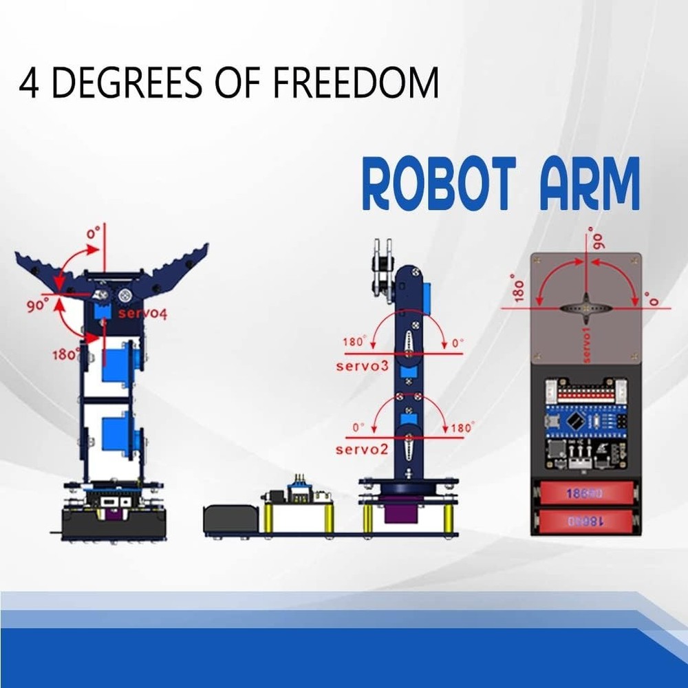 Robotic Arm for Arduino - Step-by-Step Kit for Coding & Electronics Exploration