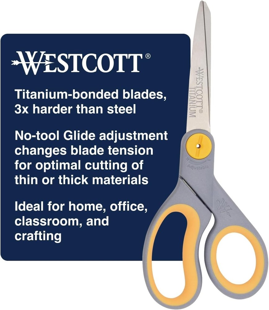 8Inch TitaniumBonded Scissors with Adjustable Glide Feature for Office and Ho...