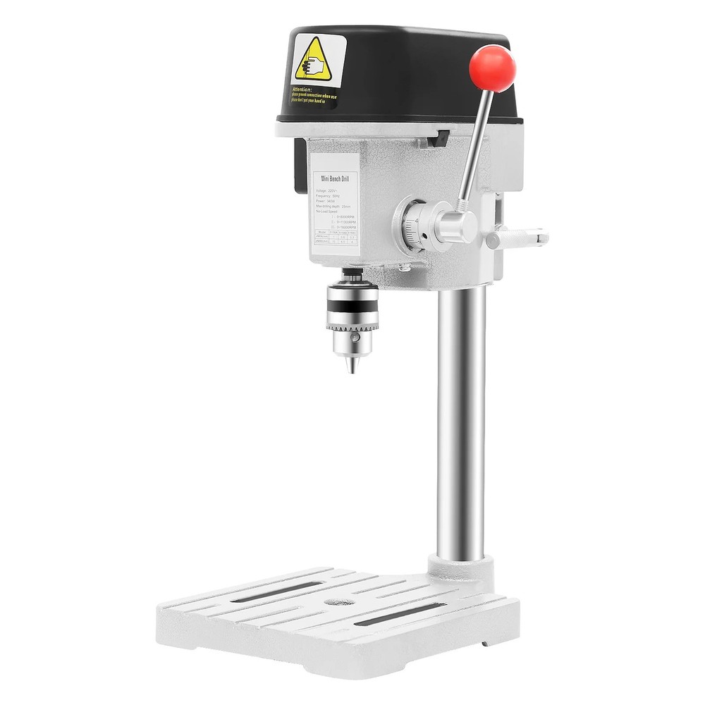 340W Mini Bench Drill Press, 3-level Adjustable Speed Corded Mini Table Drill