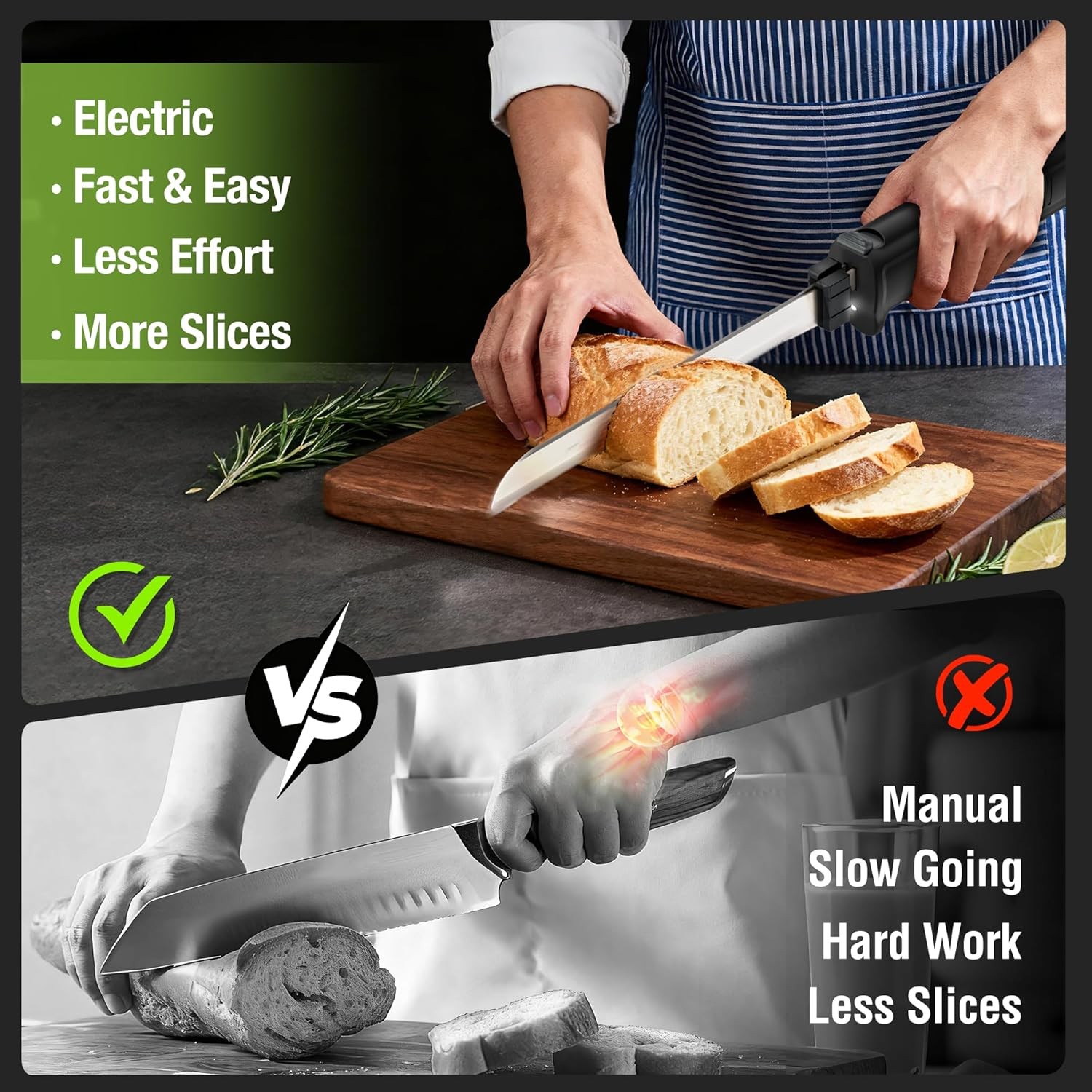 WORKPRO Cordless Electric Knife for Turkey Fish & Bread 2 Stainless Steel Blades