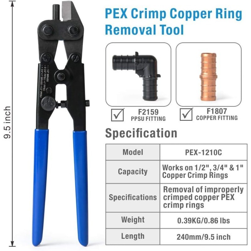 PEX Copper Ring Crimp Tool & Crimp Ring Cutter Bundle
