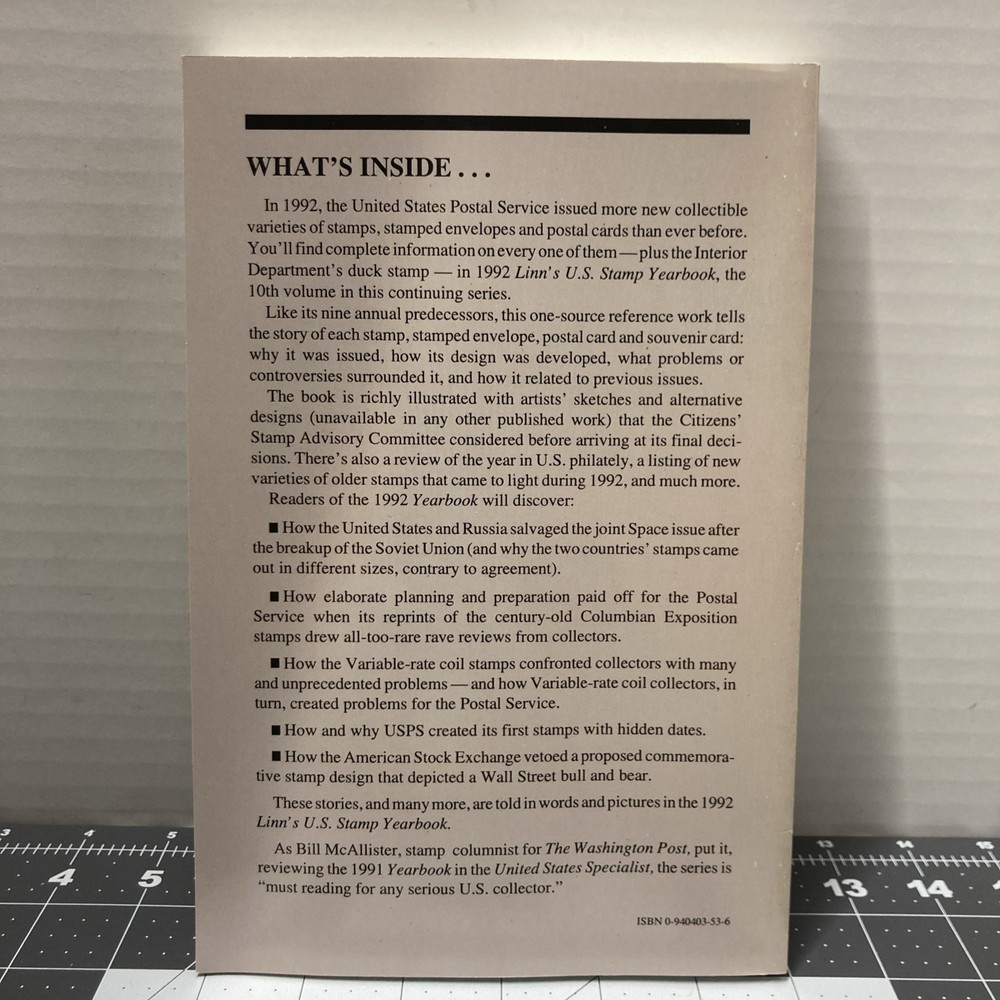 Linn US Stamp Yearbook 1992 Design Problems Production Essays