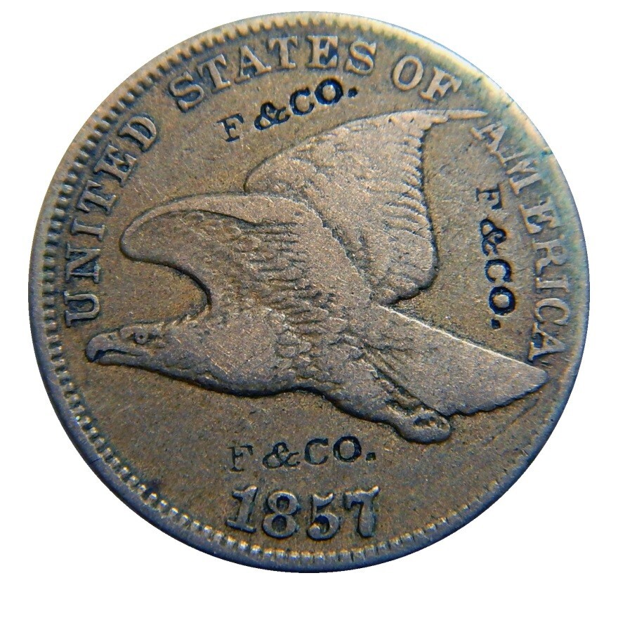 Flying eagle cent/penny 1857 counterstamp F & CO. multiple strikes