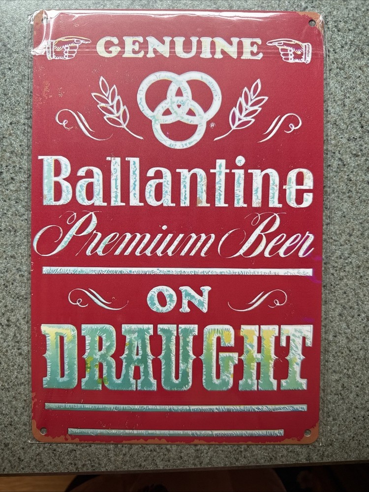 Genuine “Ballantine” Premium Beer On Draught 8”x12” Tin