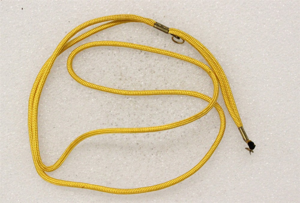 Original WWII Rayon Dog Tag Chin/Cord - solid yellow, Cavalry