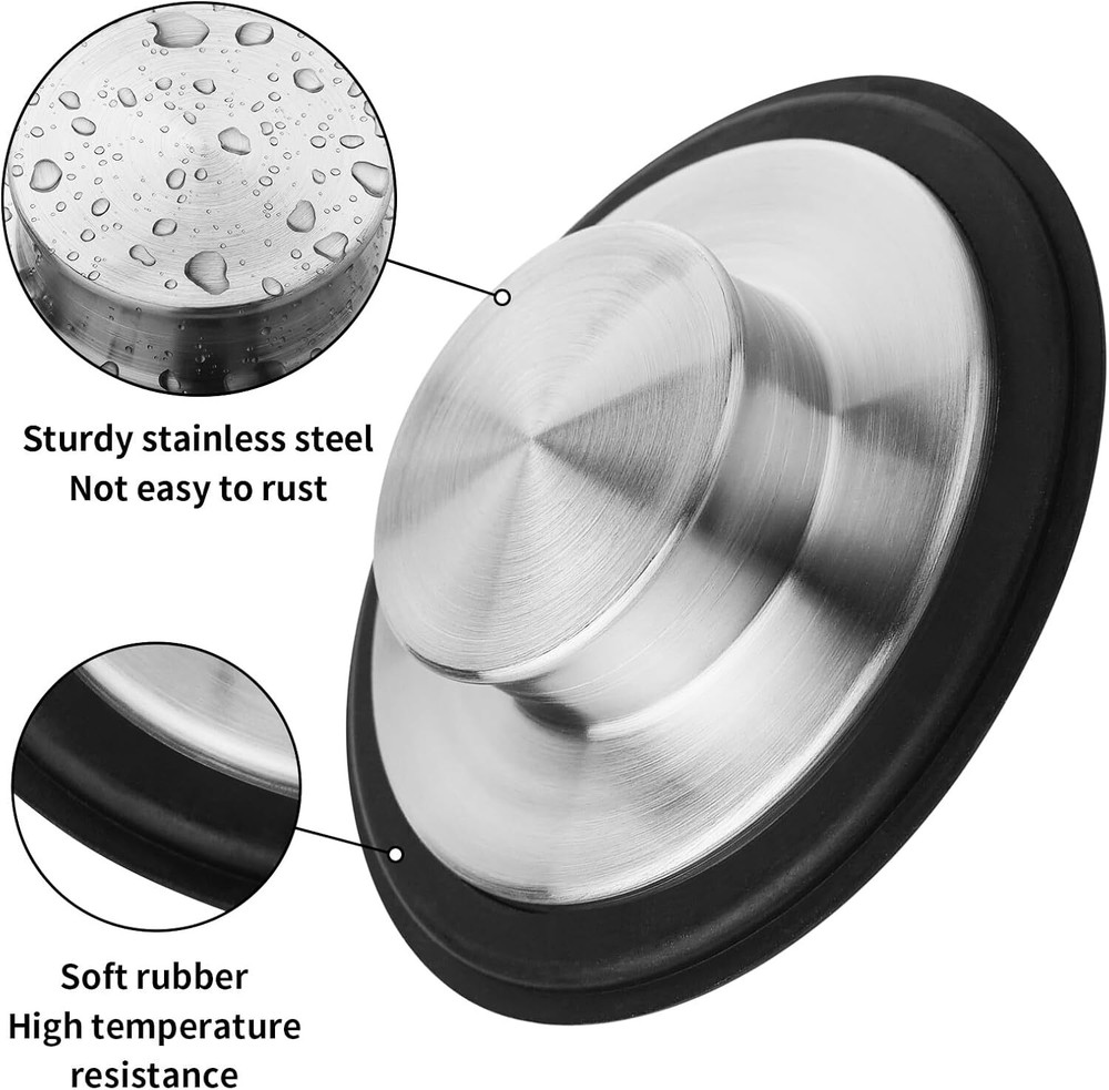Kitchen Sink Drain Stopper - 2PCS Garbage Disposal Silver