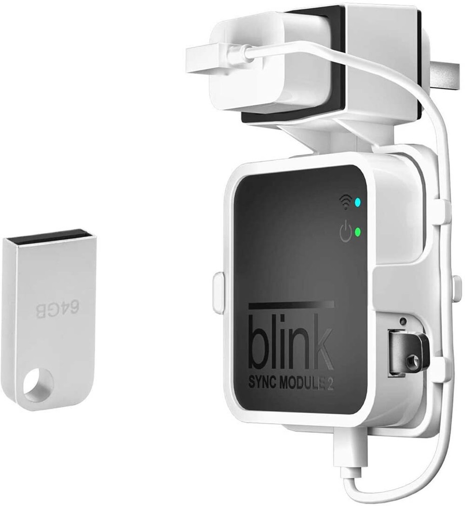 HOALCA 64GB USB Flash Drive & Outlet Wall Mount Bracket for Blink Sync Module 2
