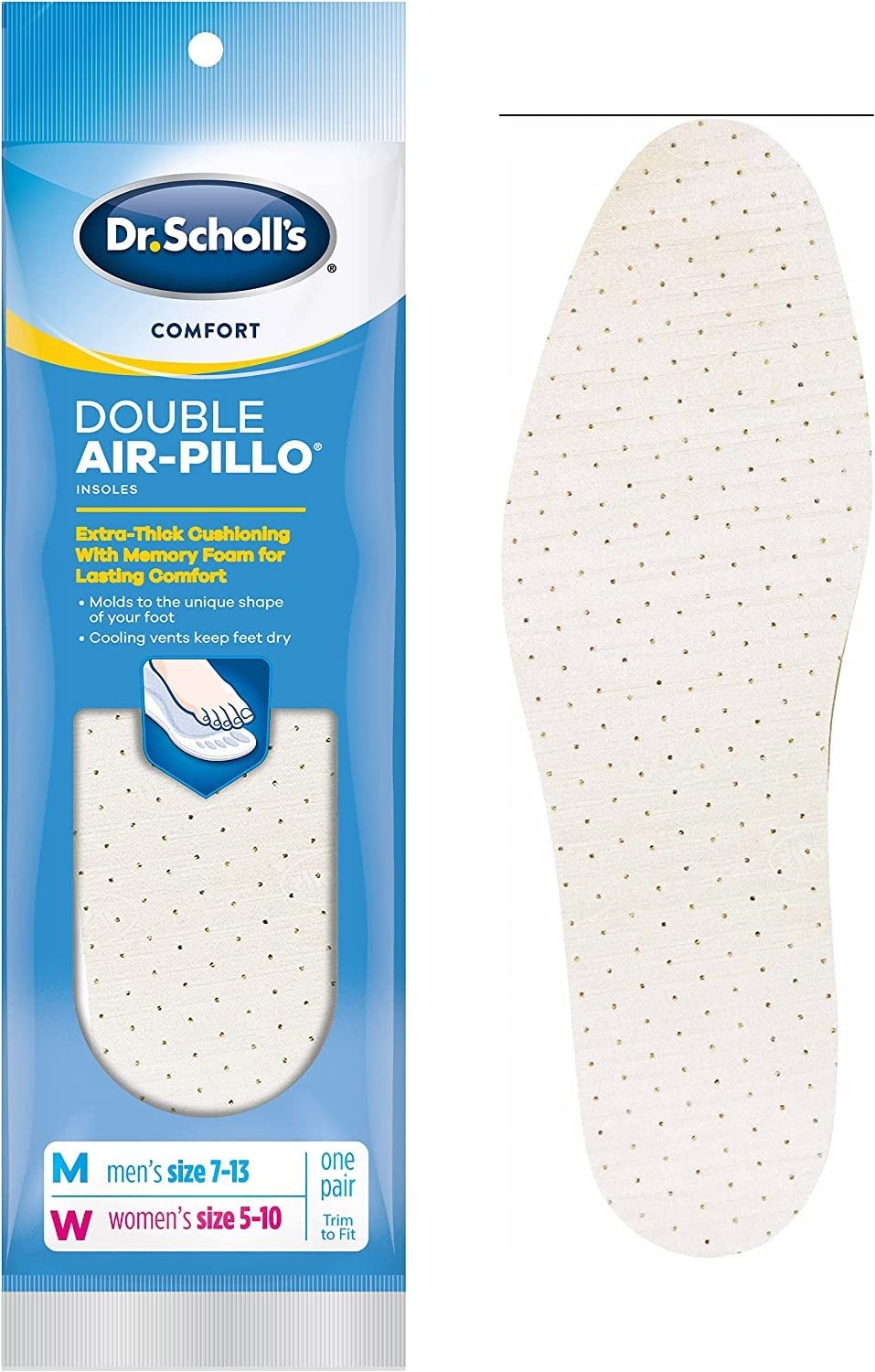 Dr. Scholl’s Comfort Double Air-Pillo Insoles, Men’s Size 7-13, Women’s Size...