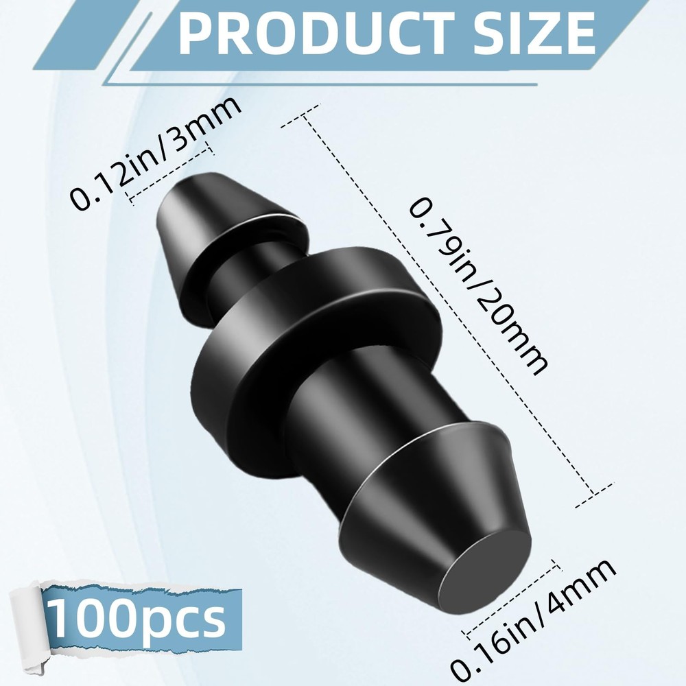 100 Pieces Drip Irrigation Plugs 1/4" End Plug black