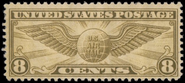 US #C17 MH 8c airmail, winged globe