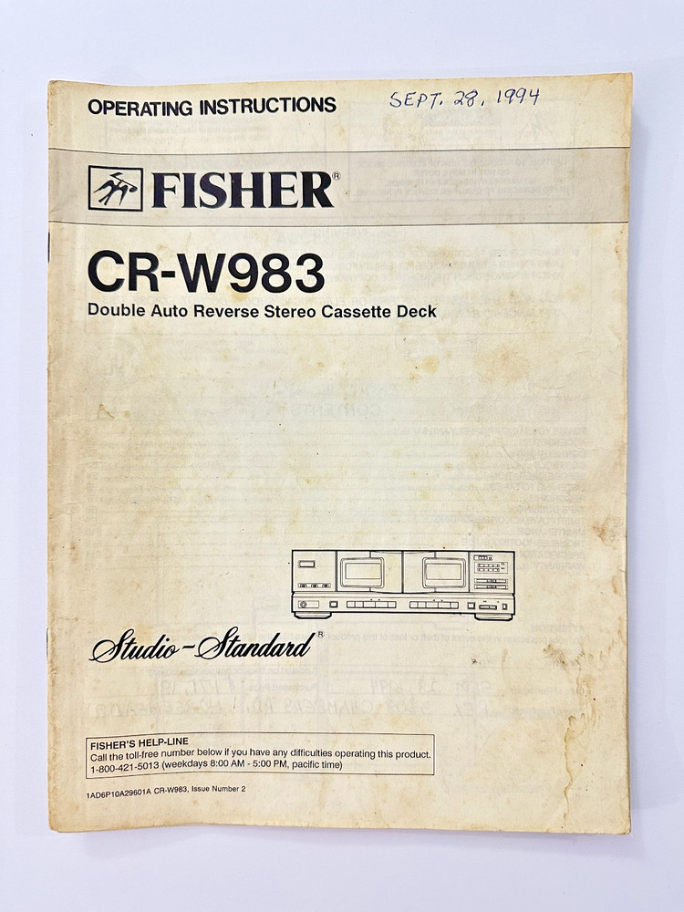 Fisher CR-W983 Cassette Deck Operating Instructions User Manual Bilingual