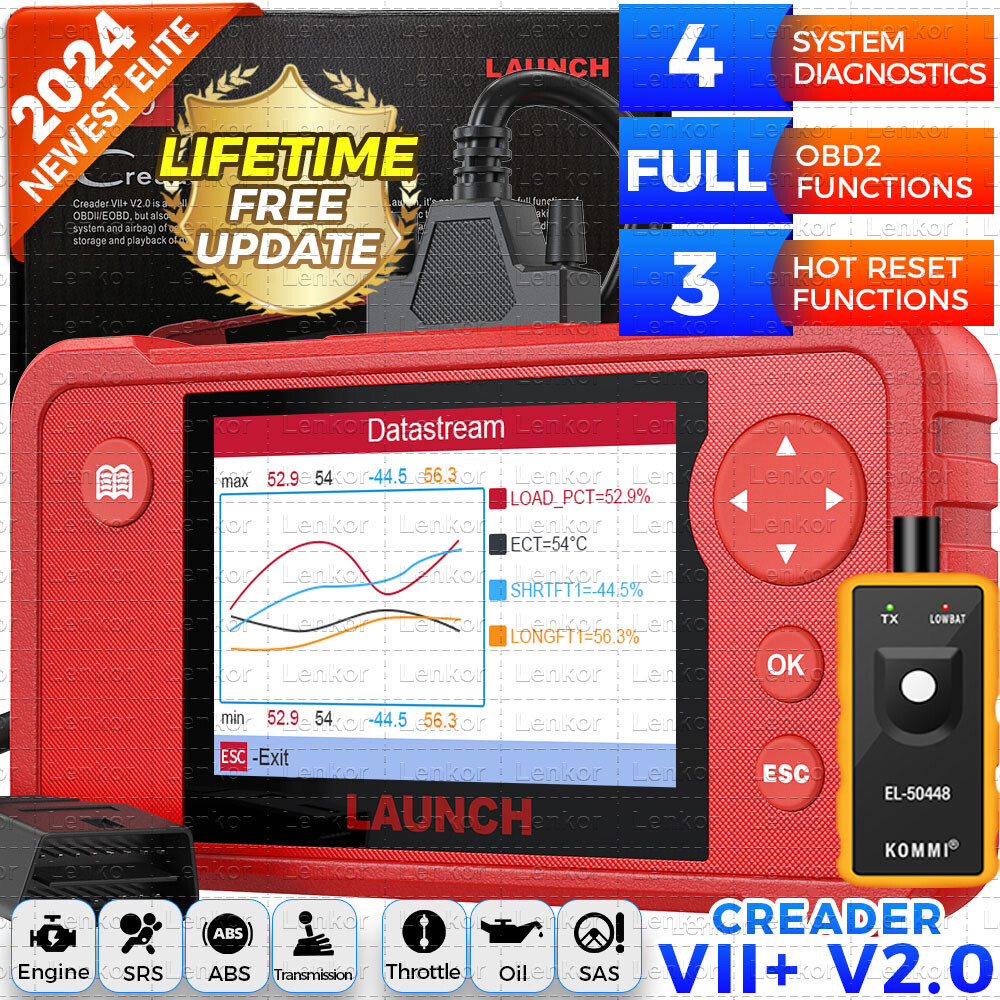 LAUNCH X431 Creader VII+ 7 Plus CRP123 Code Reader OBDII Scanner ABS/ SRS Engine