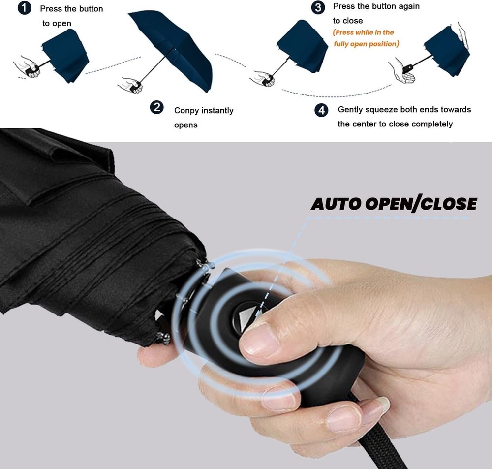 "Windproof Travel Compact Umbrella-Automatic Umbrellas for Rain-Compact Folding