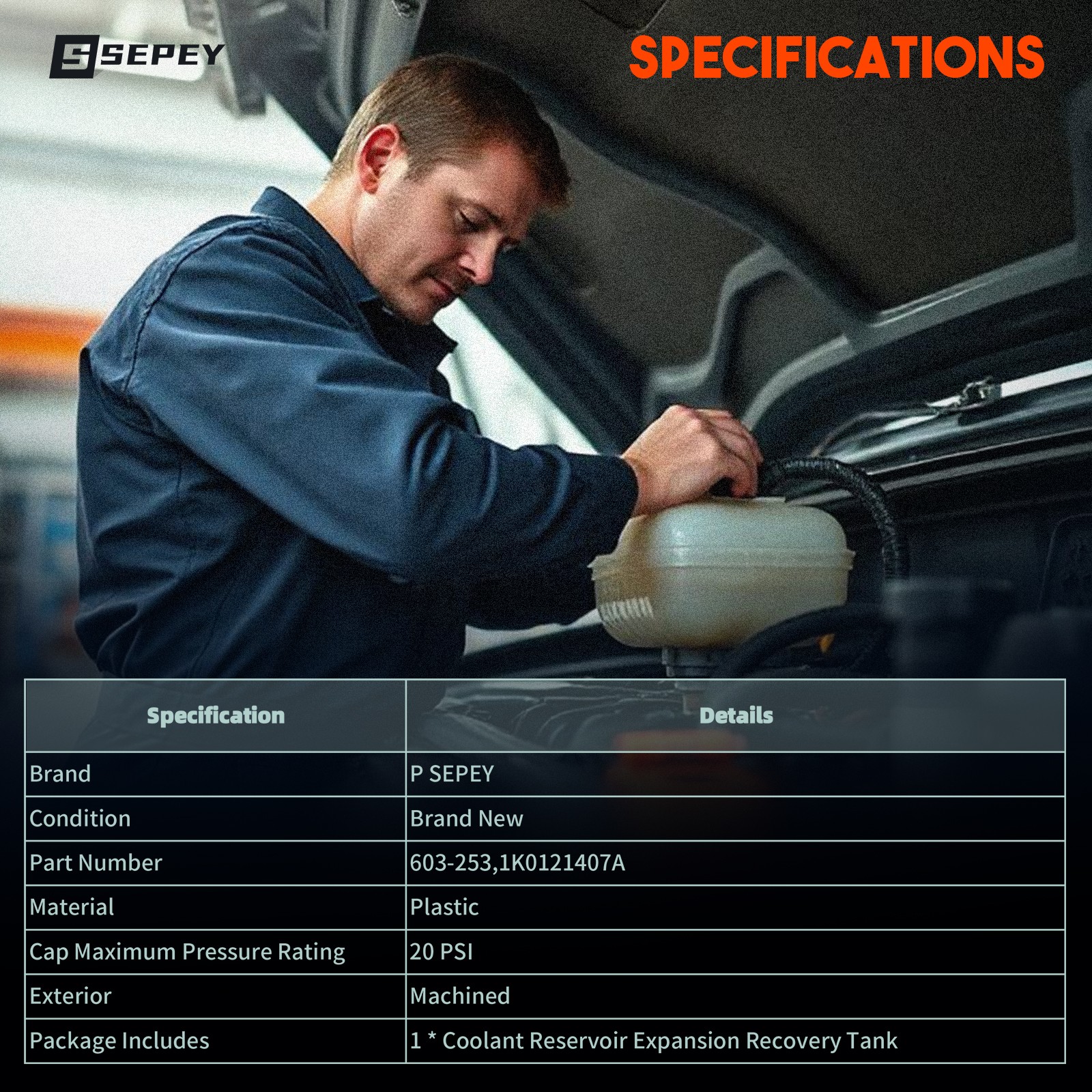 Coolant Radiator Reservoir Tank 1K0121407A For VW Golf Jetta Passat Tiguan Audi