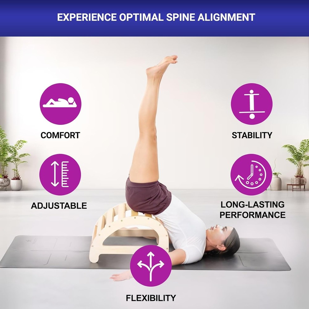 Flex Yoga Back Bench Elevate Your Stretch W/ Anatomical Bends Ergonomic Support