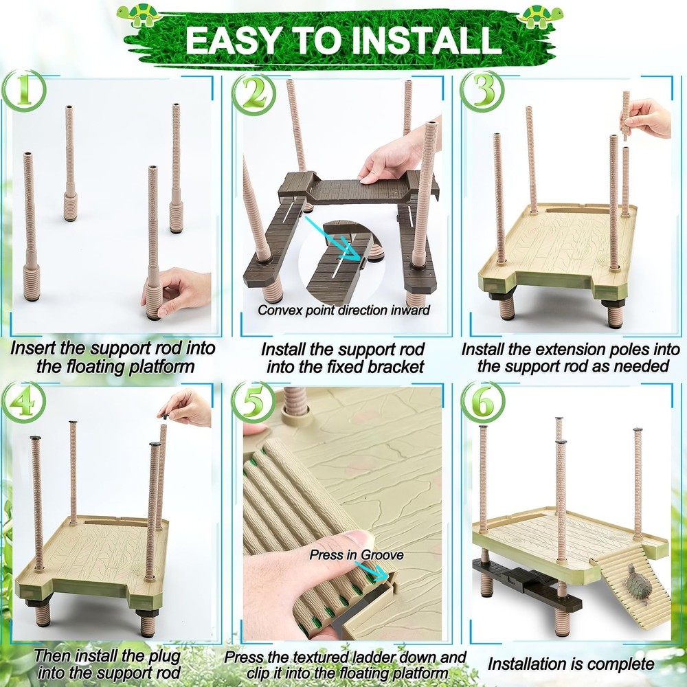 Large Turtle Floating Basking Platform with Feeding Area, Turtle Floating Doc...