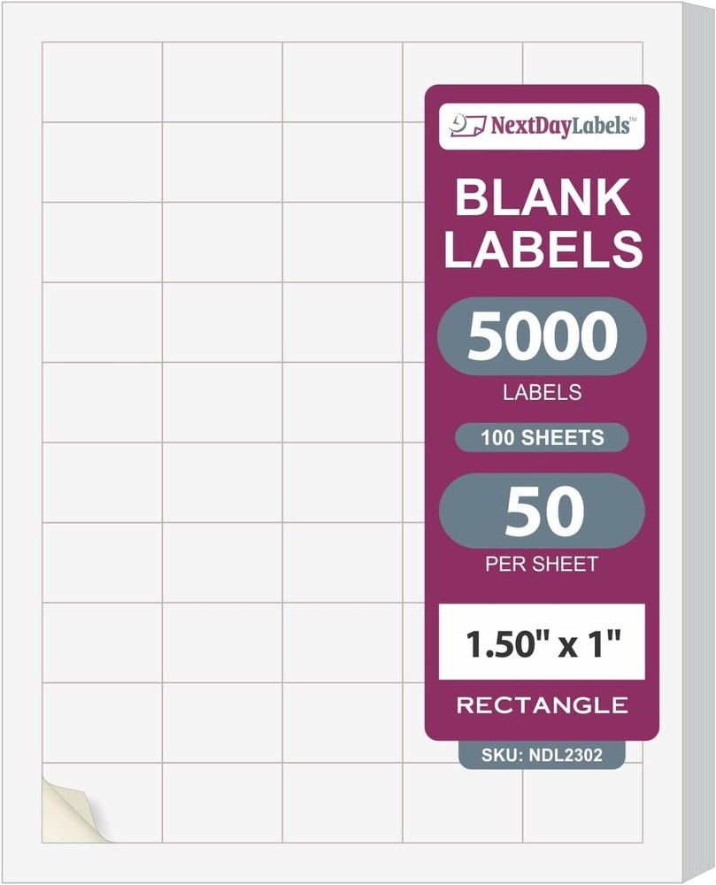 White Blank Rectangle Stickers - 5000 Labels
